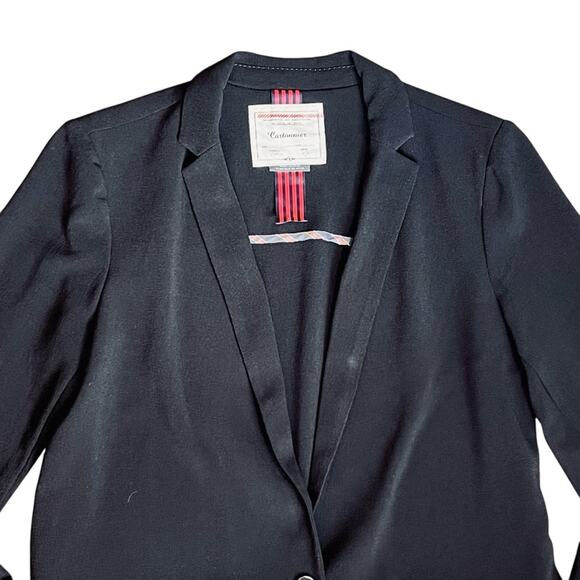 Anthropologie Cartonnier Women’s Sz M Black Crepe Blazer Single Button Beatrice - Picture 3 of 12